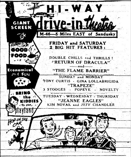 Hi-Way Drive-In Theatre - Summer 1958 Ad (newer photo)